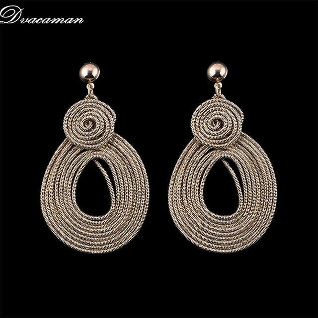 Dvacaman Bohemain Multilayer Round Alloy Drop Earrings Women 2019 New Trendy Maxi Earrings Statement Jewelry Party Gifts Female