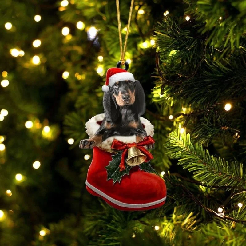 VigorDaily Coonhound In Santa Boot Christmas Hanging Ornament SB096