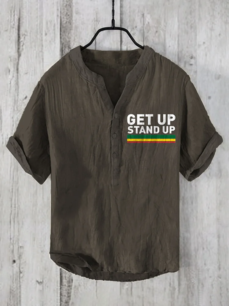 Men's Reggae Art  Linen Blend Shirt