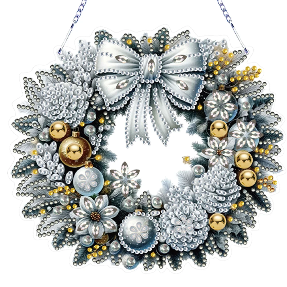 3Pcs Acrylic Winter Christmas 5D DIY Diamond Painting Dot Pendant for Wall Decor