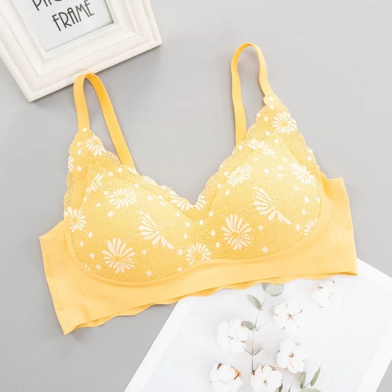 Seamless Underwear Full Wing Lace Latex Seperate Cup Sexy Beauty Back NO Steel Ring Soft Comfortable Vest One-piece Bra