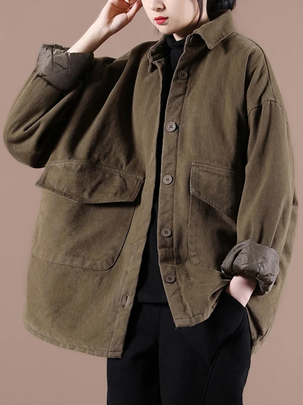 Retro Solid Color Loose Lapel Coat - yankia
