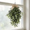 24 Inch Artificial Olive Branch Wreath Teardrop Swag Faux Greenery Hanging Pendant for Front Door Wedding Arch Window & Wall Decor