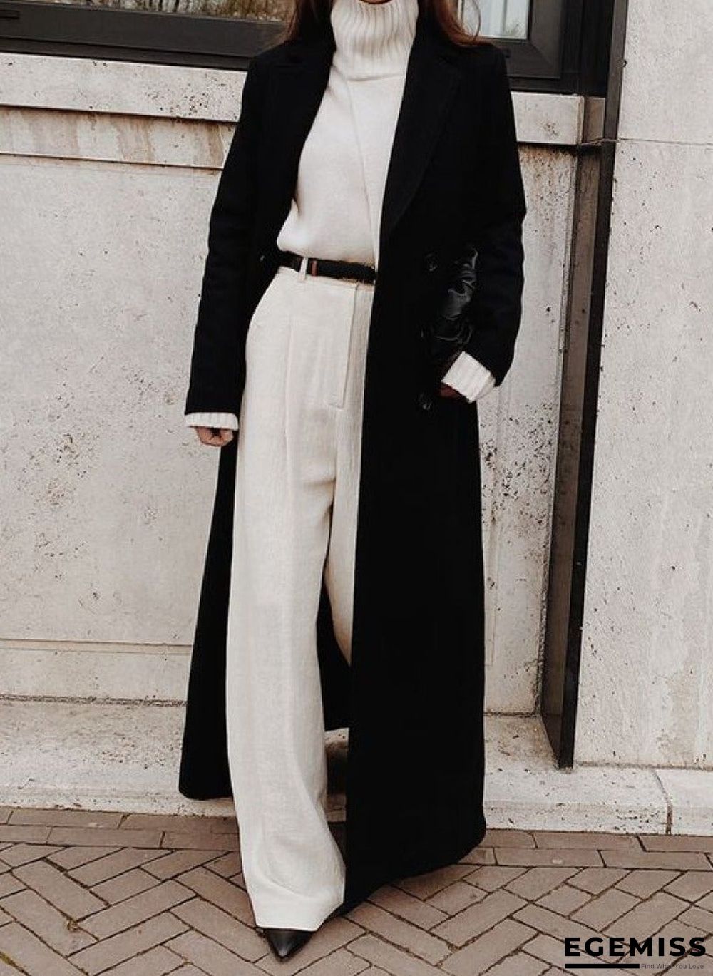 Loose Solid Color Long Sleeve Long Coat | EGEMISS