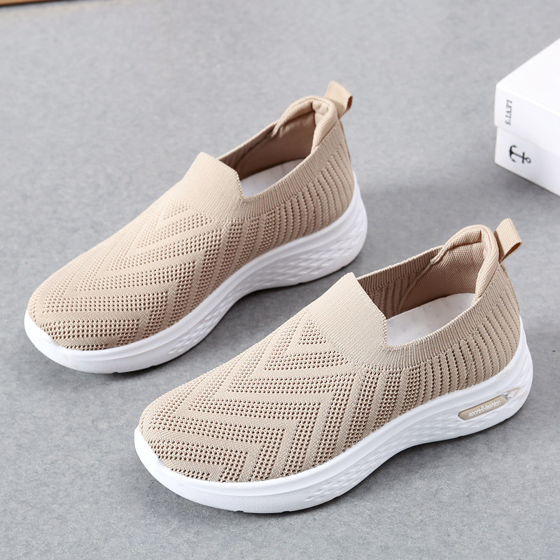 Mature Women Casual Mesh Shoes Slip On Flat Shoes Sneakers