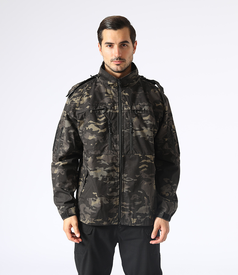 Tactical Jacket Camouflage Windbreaker Hooded Stand Collar Jacket Tactical Jacket Camouflage Windbreaker Hooded Stand Collar Jacket