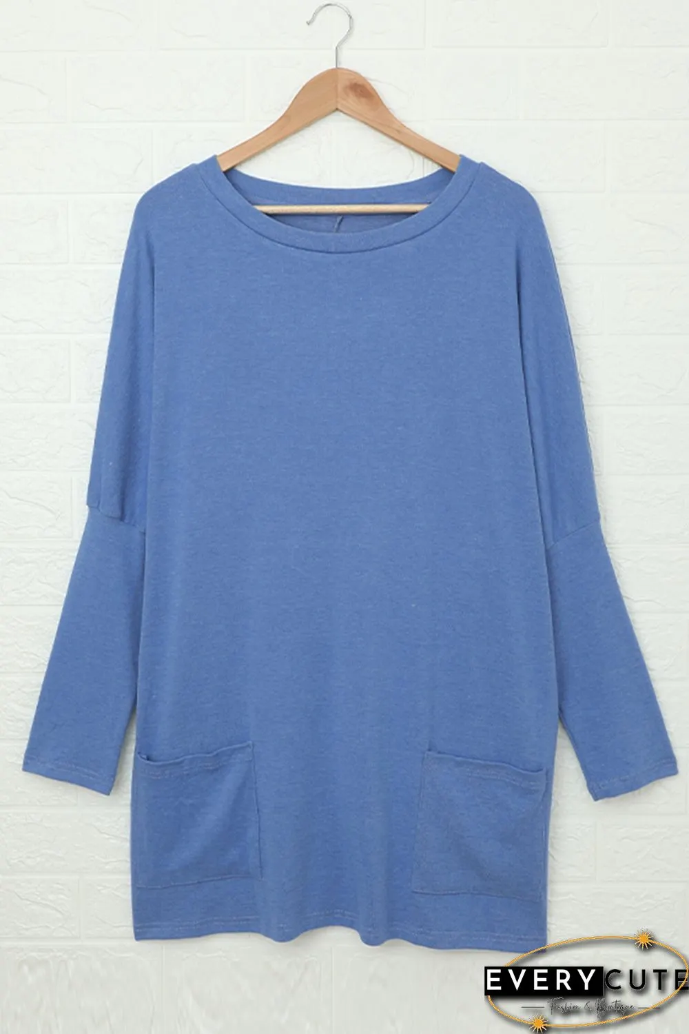 Sky Blue Longline Pocketed Top