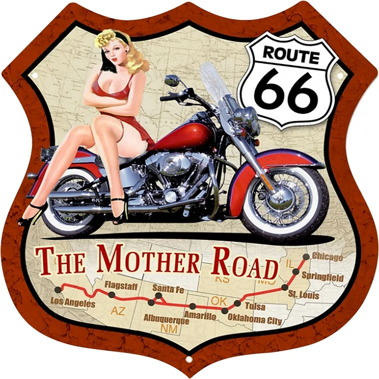 Route 66 - Panneaux en étain vintage bouclier / panneaux en bois - 11.8x11.8in