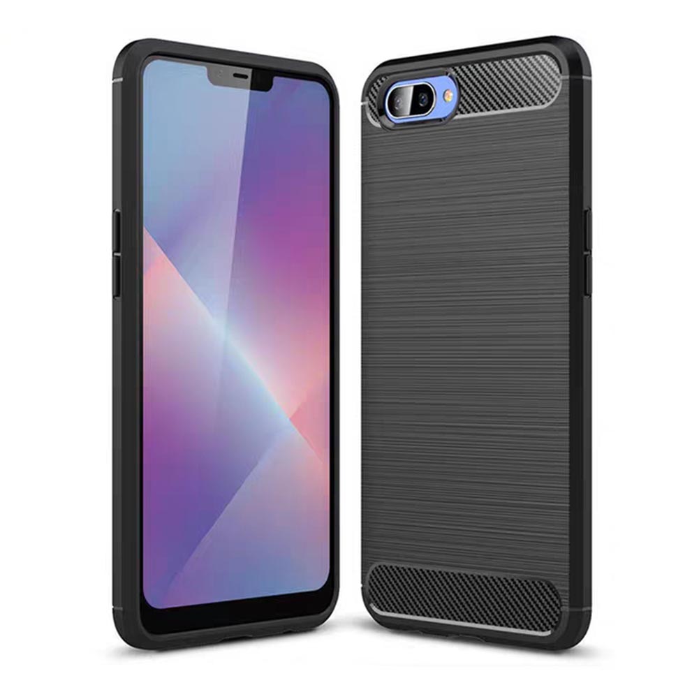 

Carbon Fiber Soft TPU Protective Cover Shockproof Phone Case for OPPO A5, 501 Original