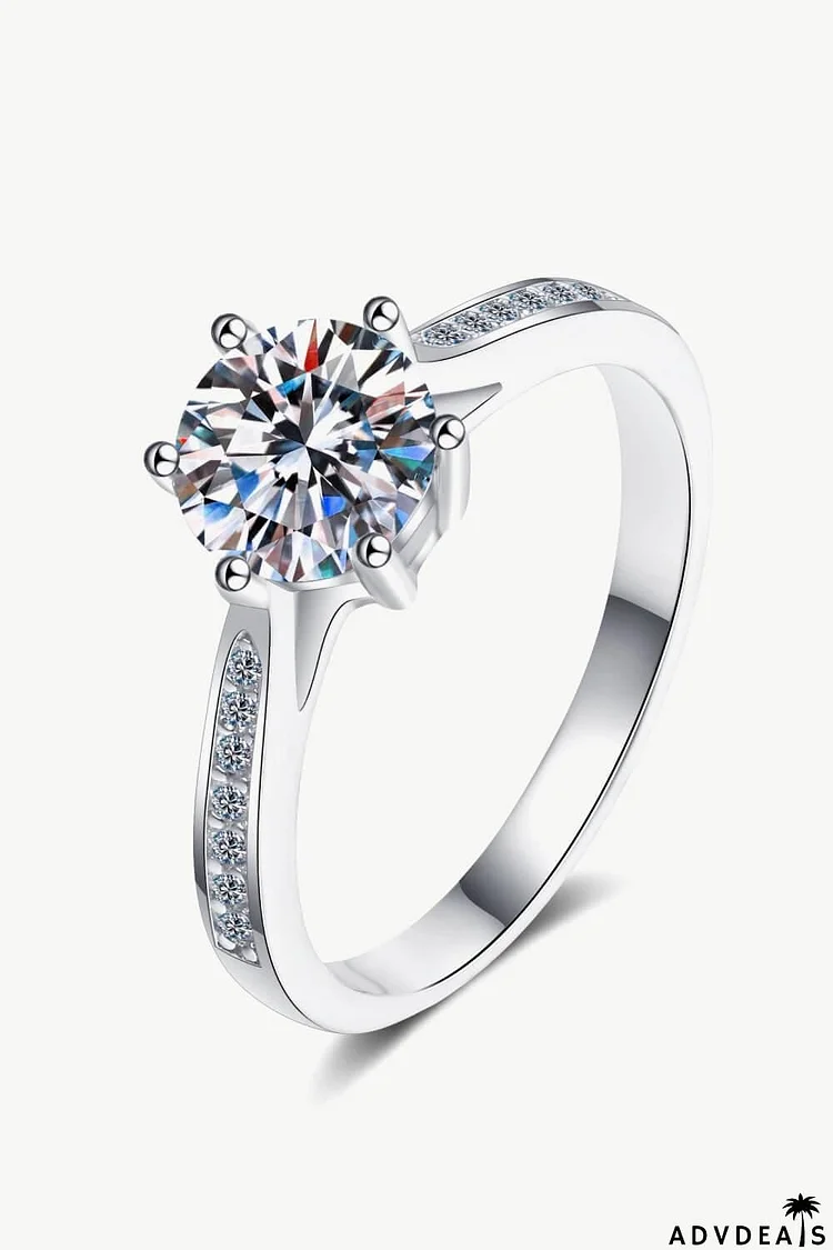 925 Sterling Silver Moissanite Adjustable Ring