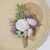10PCS Light Purple Wedding Catering Bridal Groom Guests Corsage Boutonniere Wrist Artificial Flower Bouquets