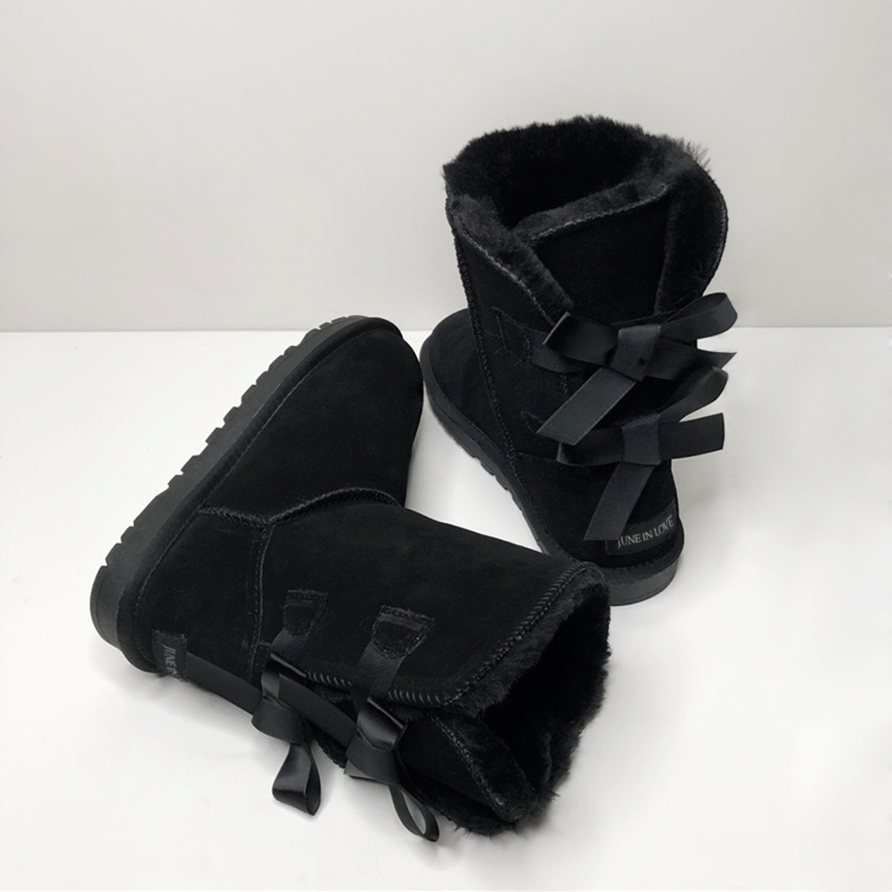Women's Snow Boots for Winter Mid-Calf high Back Bows-MERUMOTE