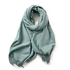 Plain Colors Tassels Unisex Scarf Team Event Anniversary Shawl