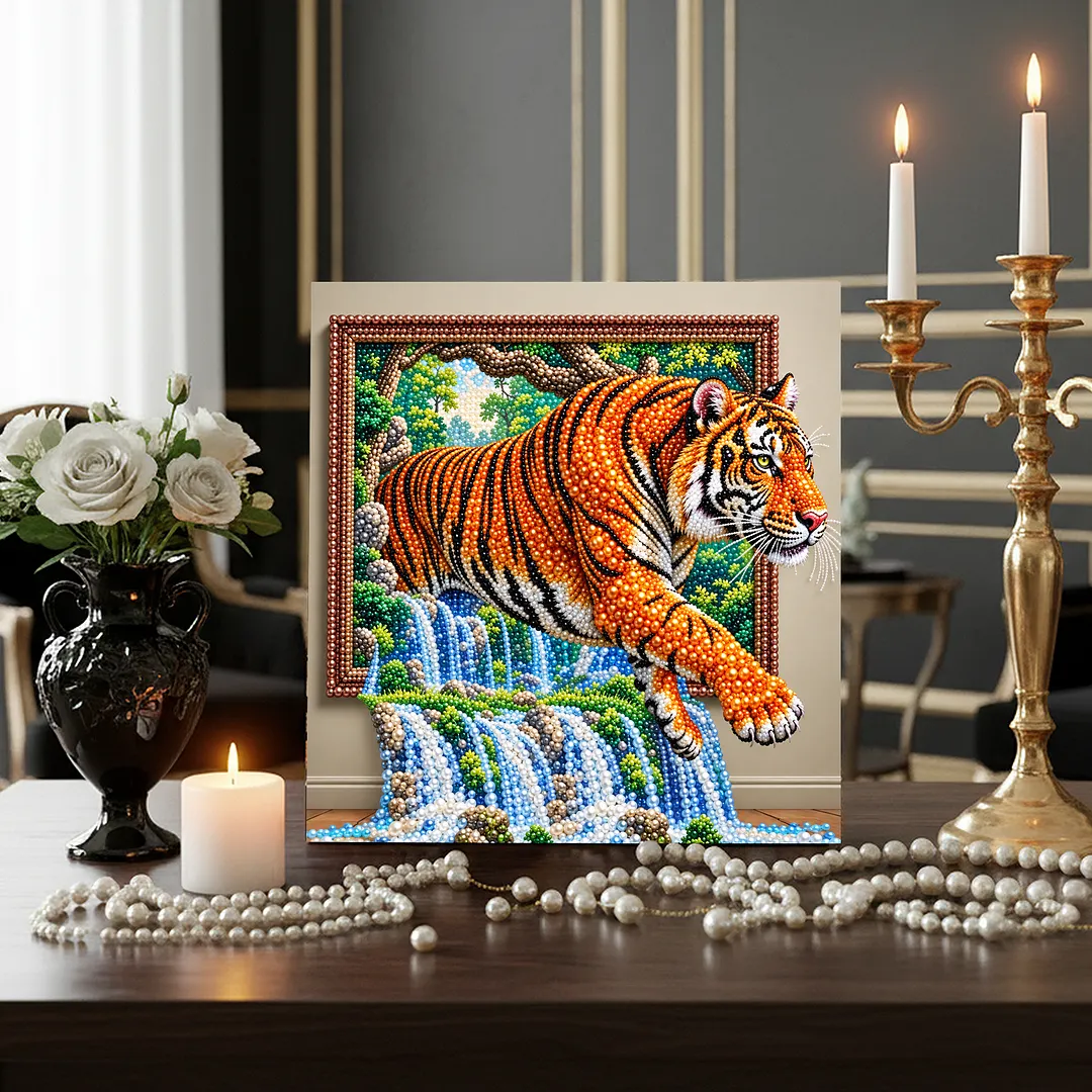 DIY Framed Pearl Art Tiger Painting Kit 11.81x11.81in