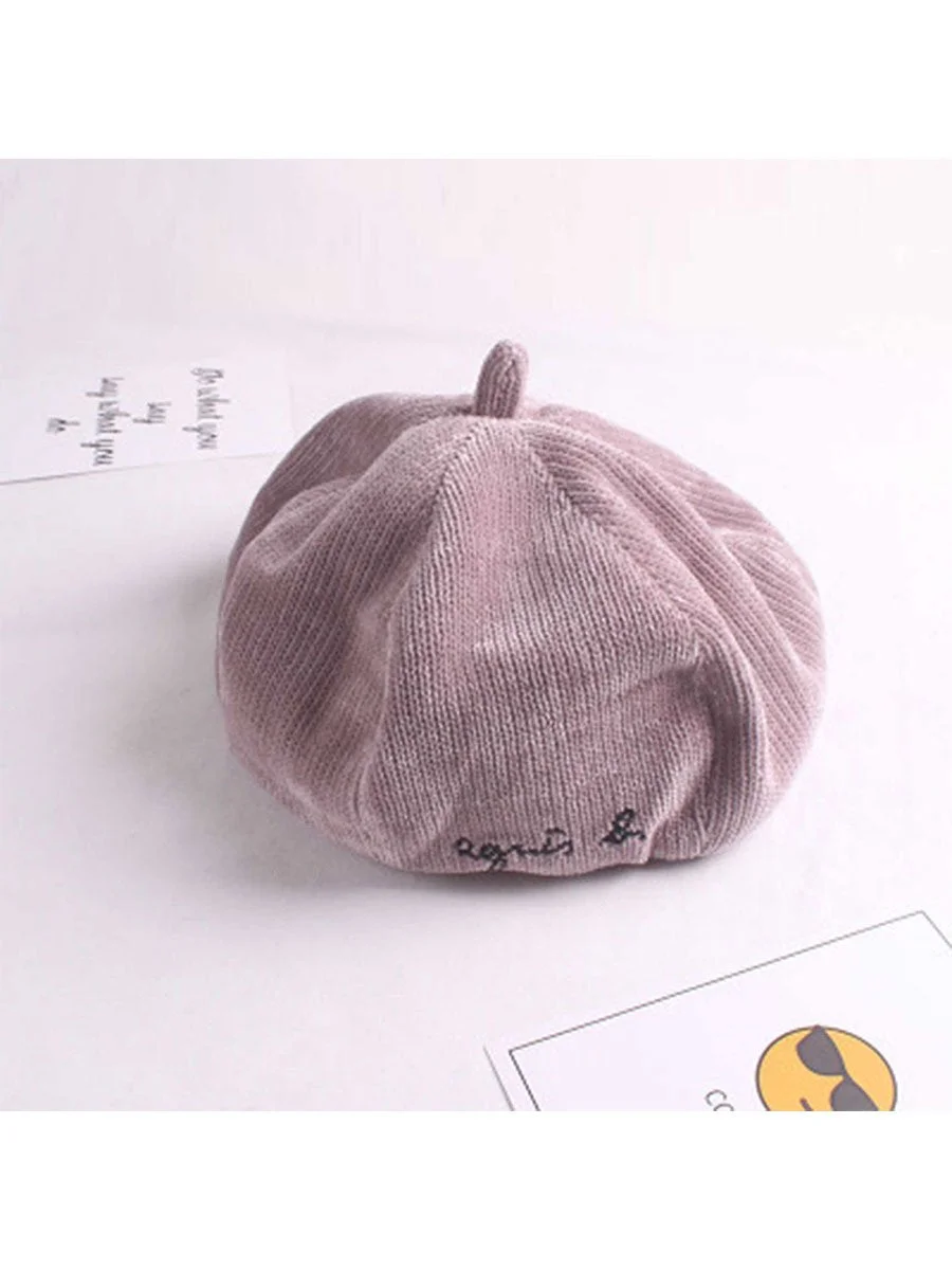 Autumn Beret Hat Embroidery Letter Octagonal Cap