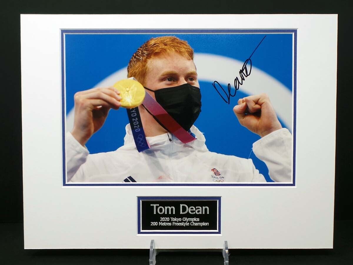 Tom DEAN Signed Mounted Photo Poster painting AFTAL RD COA Swimmer Tokyo Olympic Gold Winner