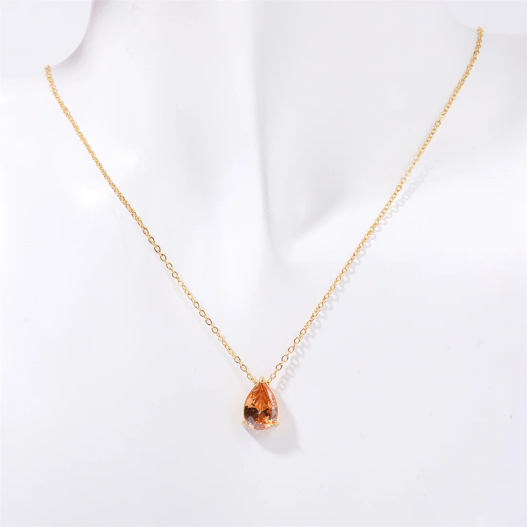 Women's December Birthday Pear-shaped Teardrop Zircon Necklace