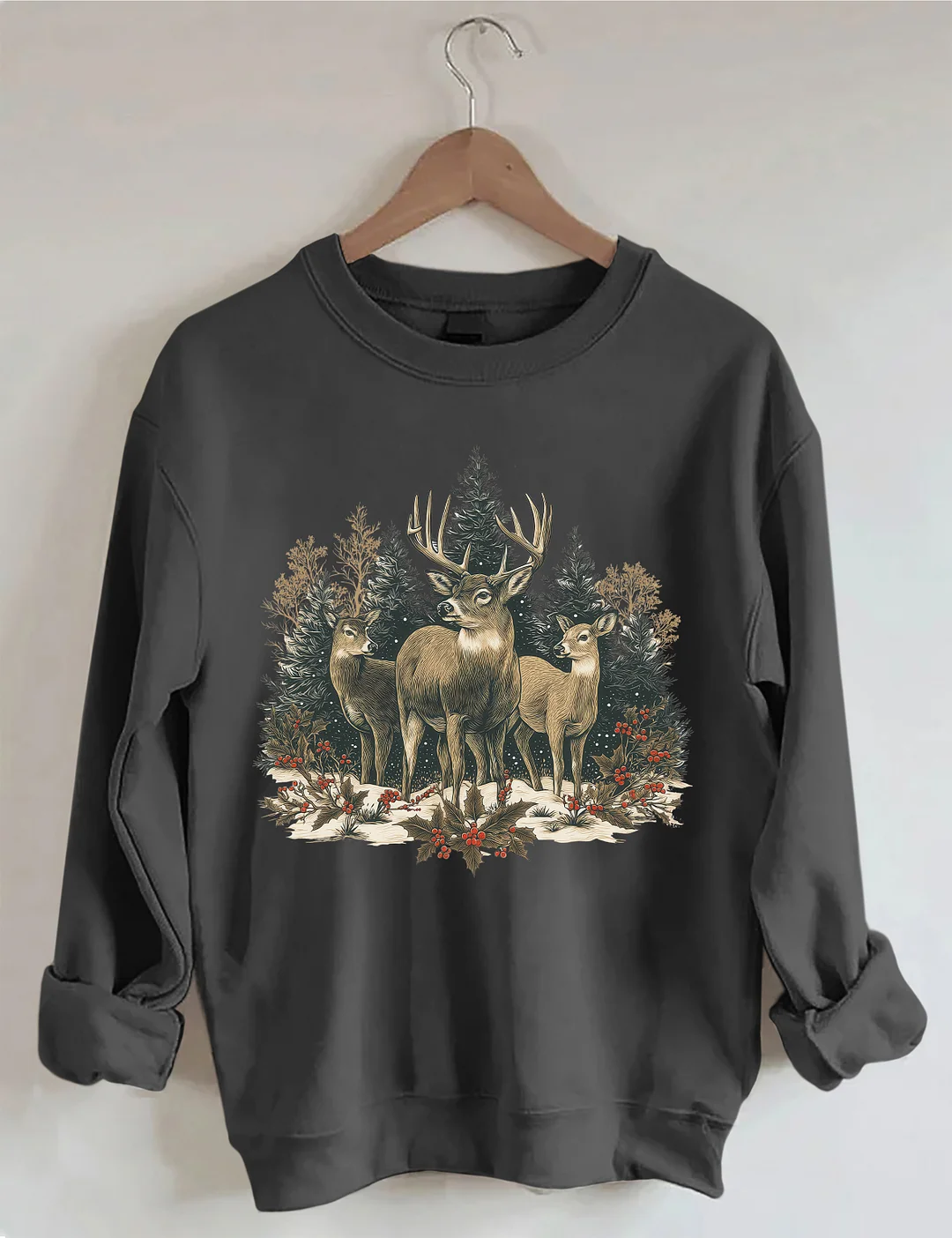 Retro Christmas Deer Sweatshirt