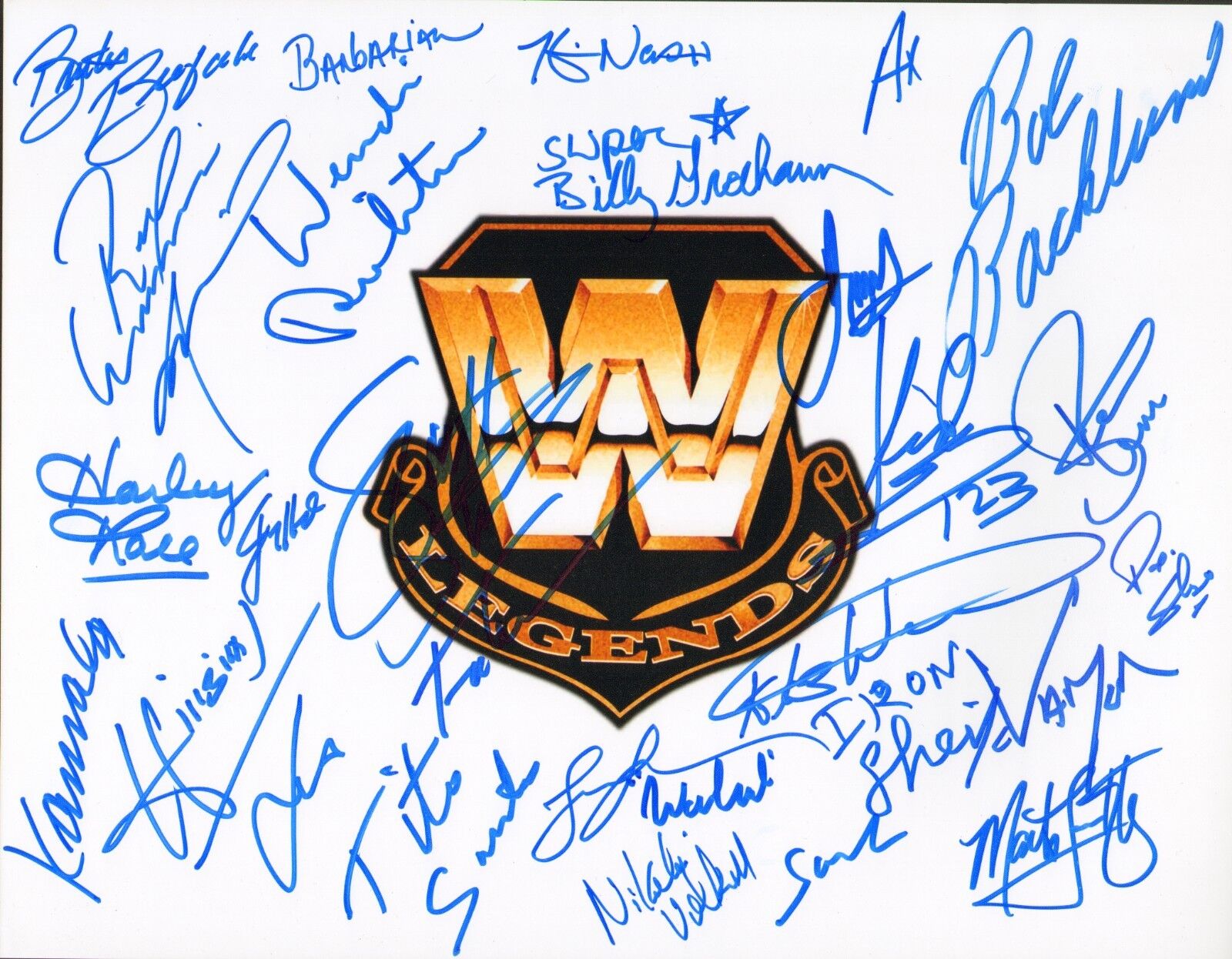 Vader Harley Race Superstar Billy Graham + Signed WWE Legends Signed 11x14 Photo Poster painting