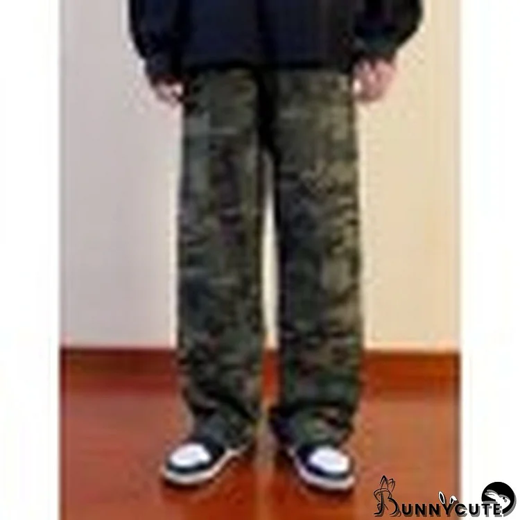 Men's Vintage Green Camo Cargo Jeans