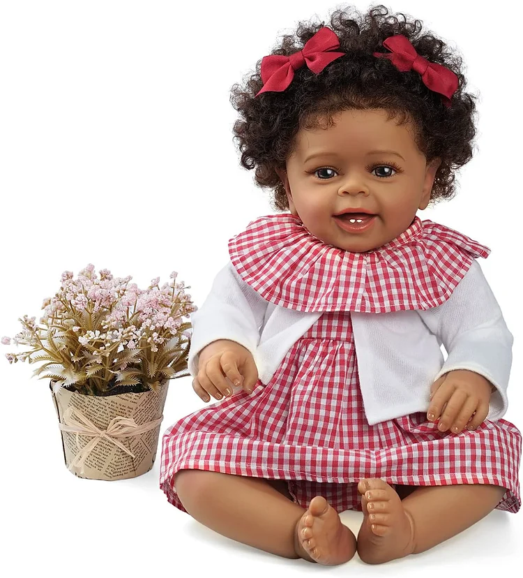 JIZHI Lifelike Reborn Baby Dolls African American - 18 Inch Black