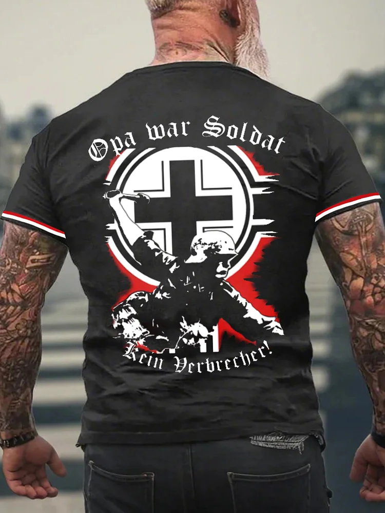Opa War Soldat Kein Verbrecher Bedrucktes Kurzarm-T-Shirt für Männer