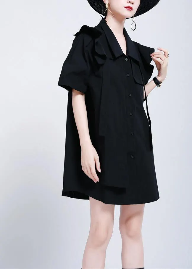 Organic Black Peter Pan Collar Summer Cotton Dress