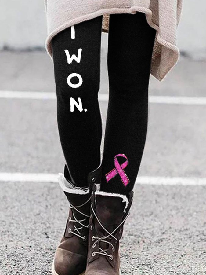 Breast Cancer I Won Print Leggings