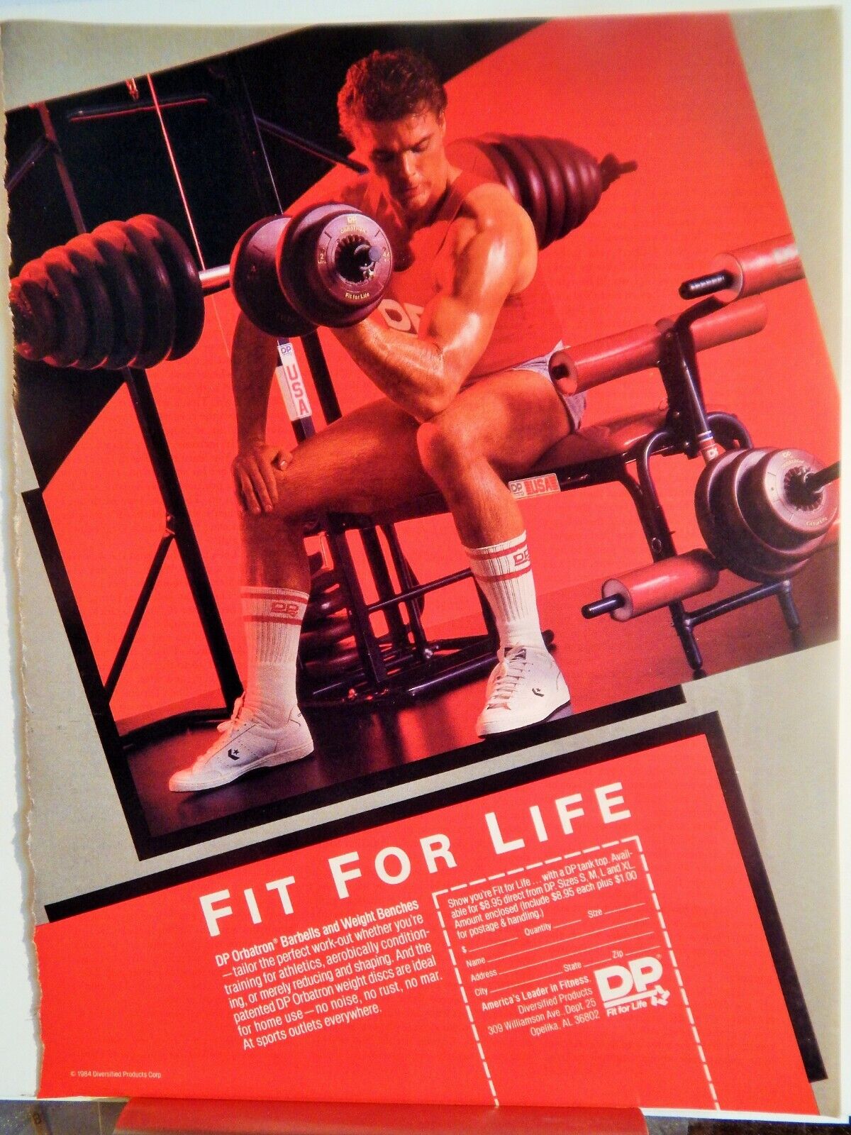 DP ORBATRON BARBELLS & WEIGHT BENCHES 1985 VTG Photo Poster painting AD, RARE EPHEMERA