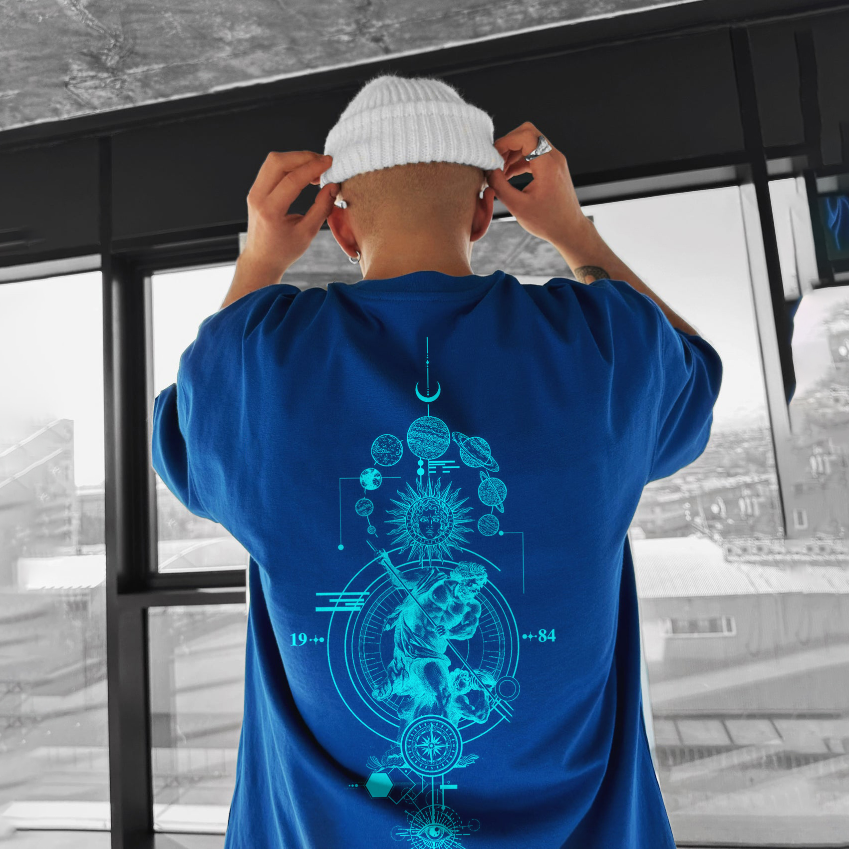 Oversize Sun Moon Stars Tee