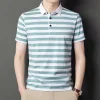 Stylish casual lapel striped polo shirt