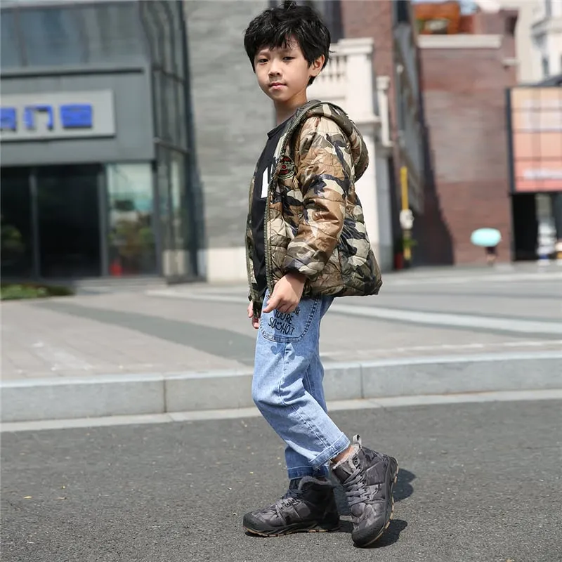 Winter Warm Plush Kids Shoes Children Boots Breathable  Boys Sneakers Non-slip Girls Boots Fashion Children Casual Walking Shoes