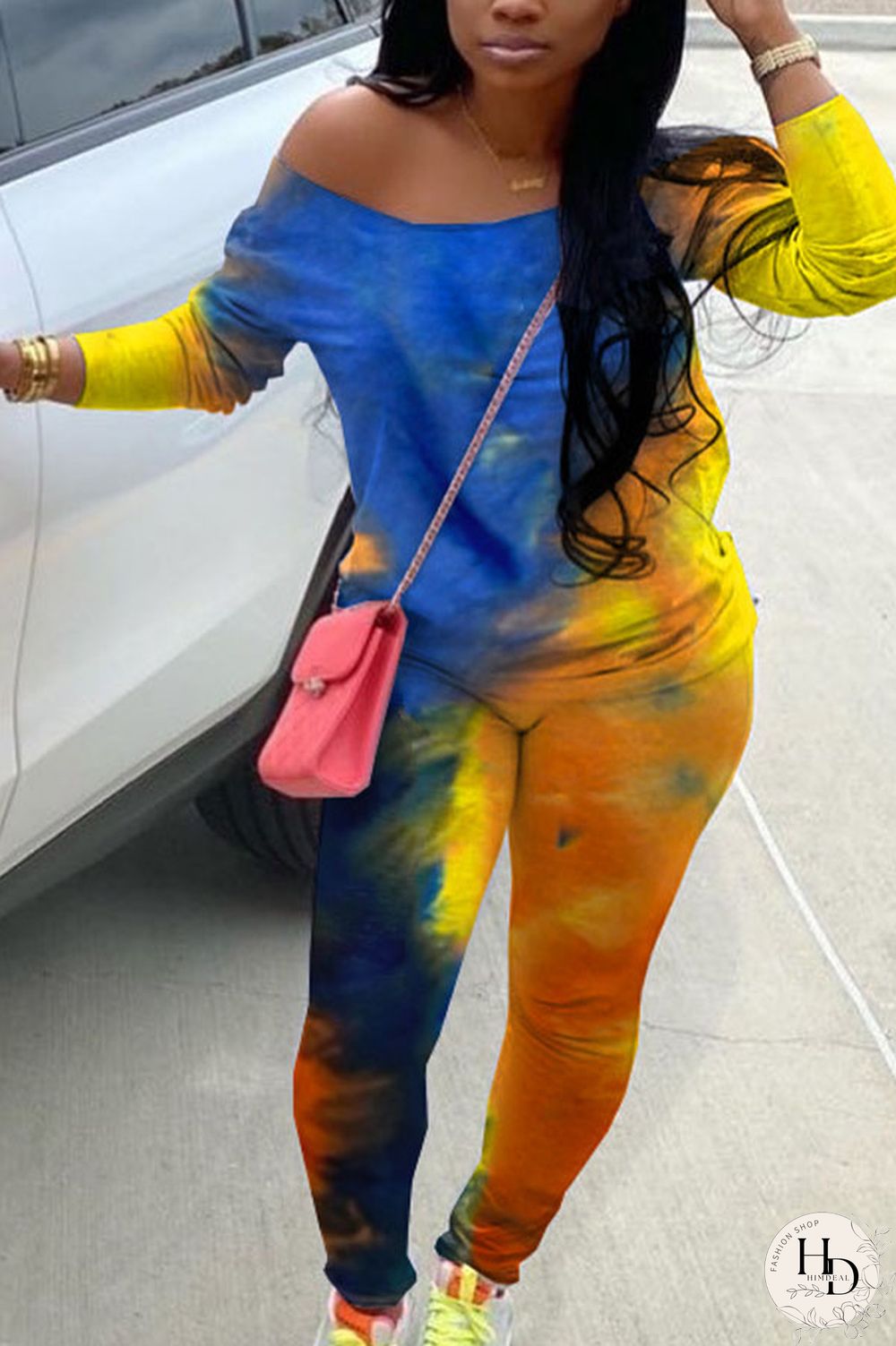 Pink Sportswear Polyester Print O Neck Plus Size