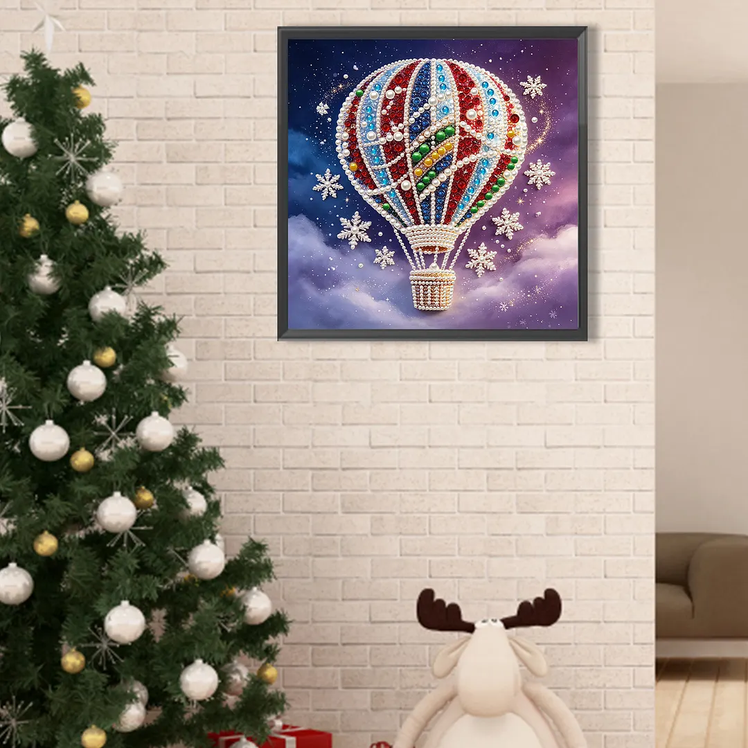DIY Bead Art Pearl Painting Kit Frameless Canvas 30x30cm(Sky Balloon)