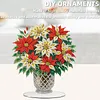 Poinsettia Diamond Dot Painting Ornament DIY Double Sided Acrylic Stand