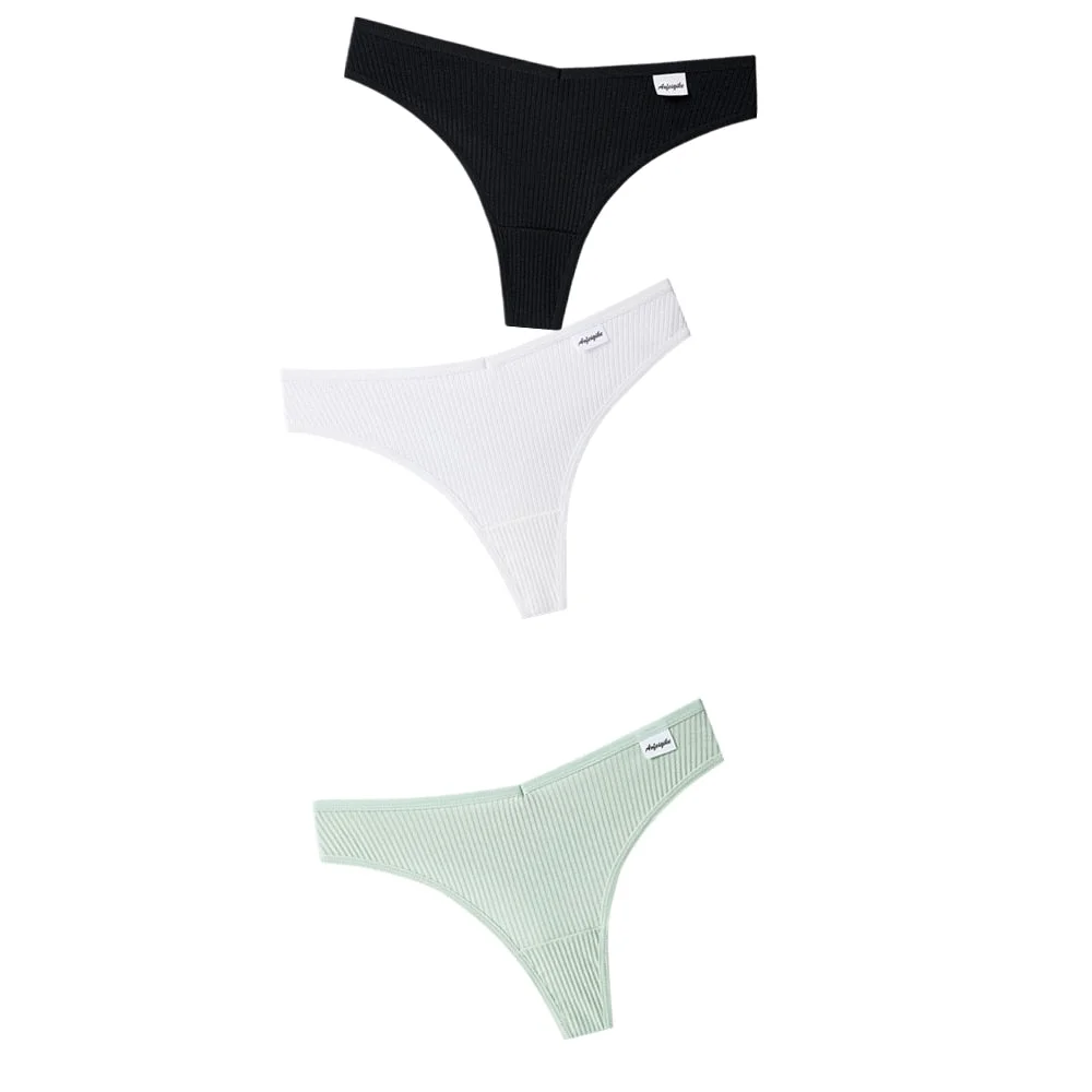 3PCS/Set G-string Panties Cotton Women's Underwear Sexy Panties Female Underpants Thong Solid Color Panty Lingerie T Back Design