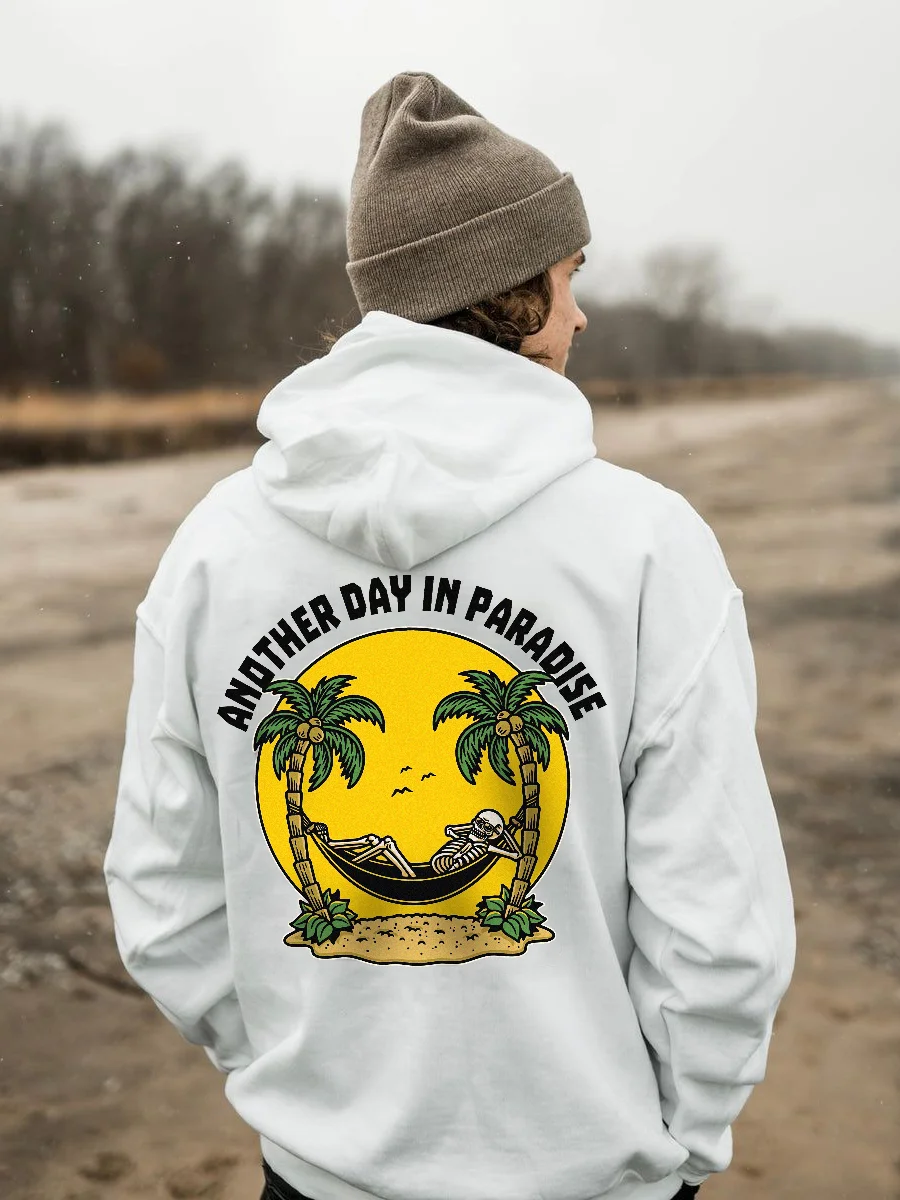 Another Day In Paradise Print Casual Hoodie