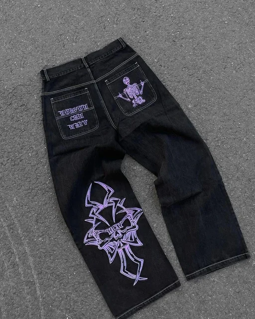 Groksage fall outfits korean Gothic Ripped Large High Waist Y2K Retro Jeans Women Men Harajuku Hip Hop Fashion  Baggy Jeans Denim Pants Wide Leg Trousers