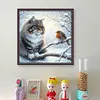 Winter Cat And Bird-11CT Stamped Cross Stitch 40*40cm/15.75*15.75in tapestrymarket