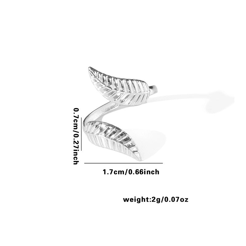 Retro Classic Style Geometric Leaf Snake Titanium Steel Plating Open Rings