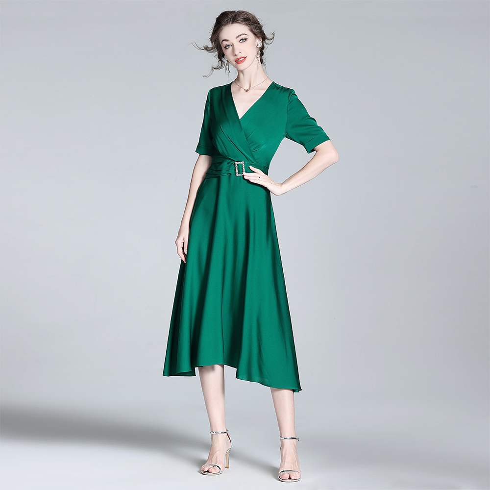 Silk Dress V Neck Evening Style REAL SILK LIFE