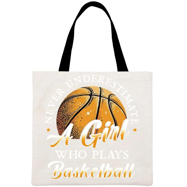 Never Underestimate A Girl Who Plays Basketball Printed Linen Bag-Annaletters