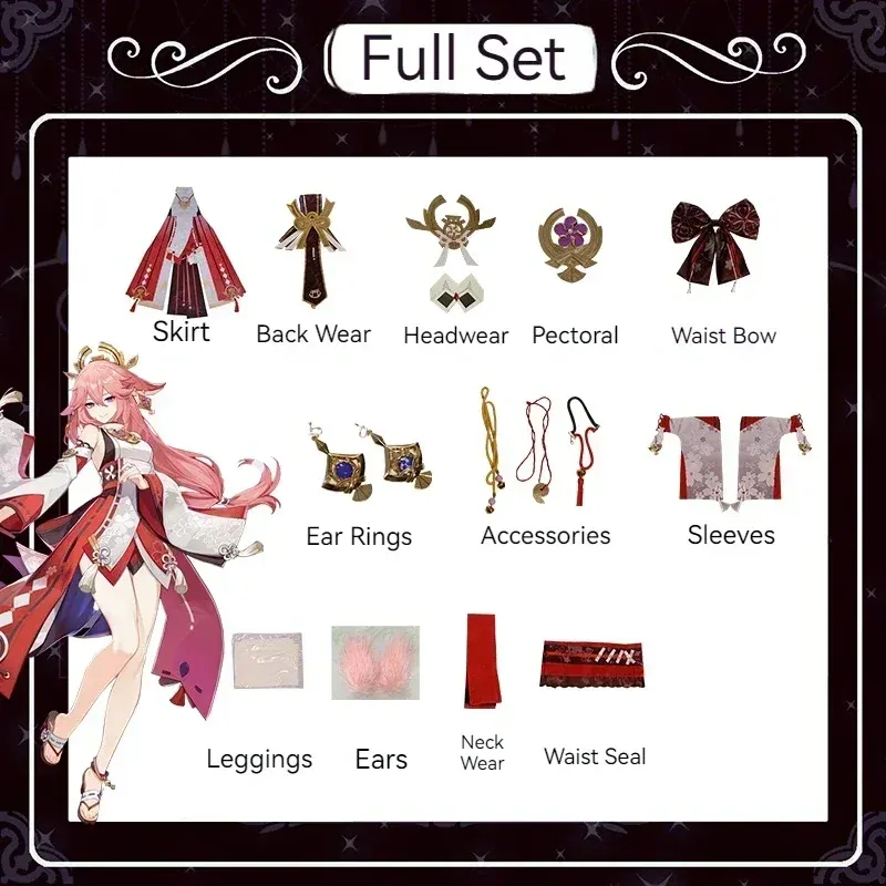 [Wetrose] In Stock Yae Miko Genshin Impact SSR Cosplay Costume Яэ Мико Wig Full Set