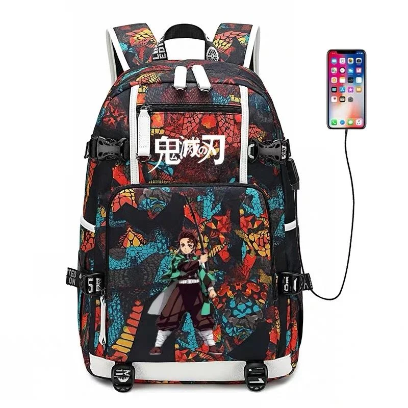 Buzzdaisy Demon Slayer Kimetsu no Yaiba Kamado Tanjirou #3 USB Charging Backpack School NoteBook Laptop Travel Bags