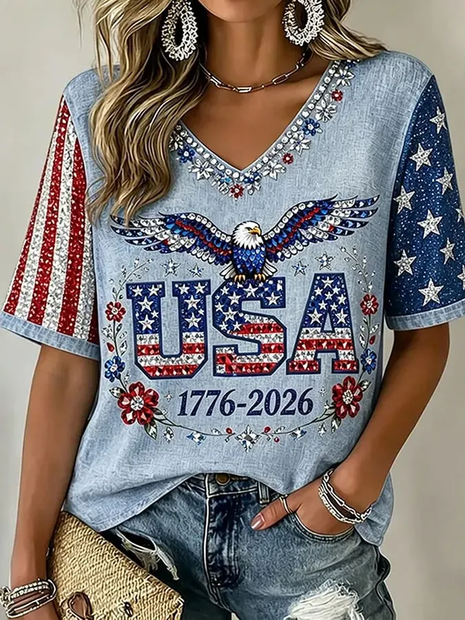 Women's 250Th Anniversary Independence Day  Print T-shirt 