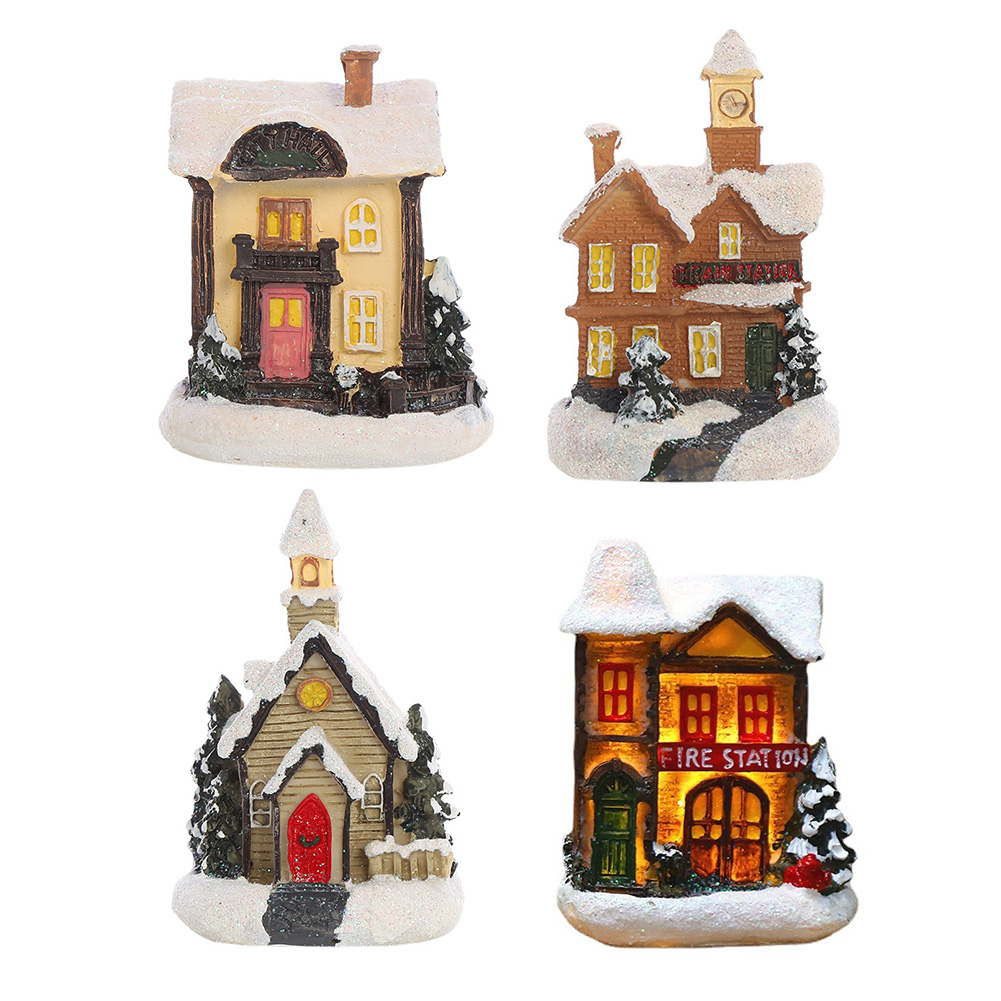 

Resin Christmas LED Lights Village House New Year Home Window Decoration, 501 Original