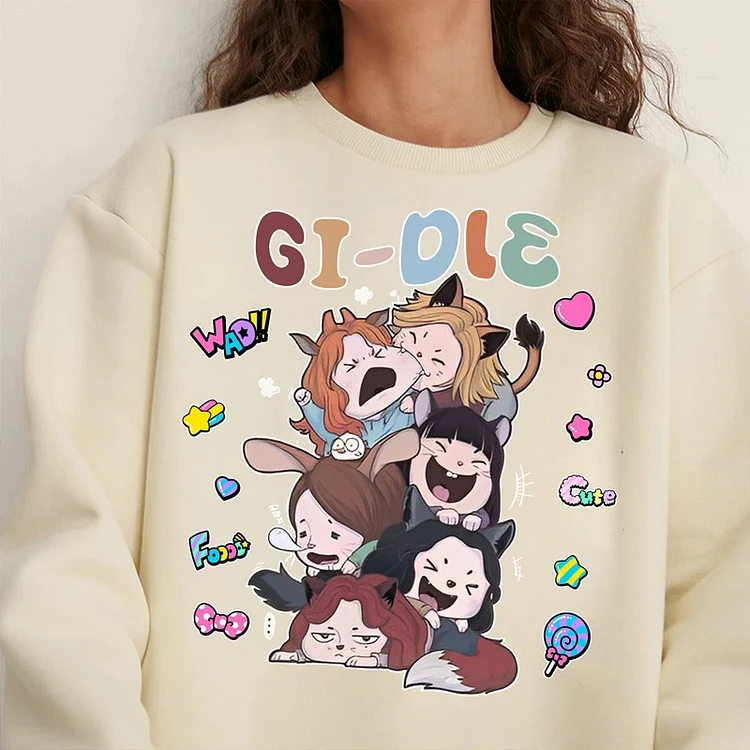 (G)I-DLE 2023 World Tour I AM FREE-TY Cartoon Sweatshirt