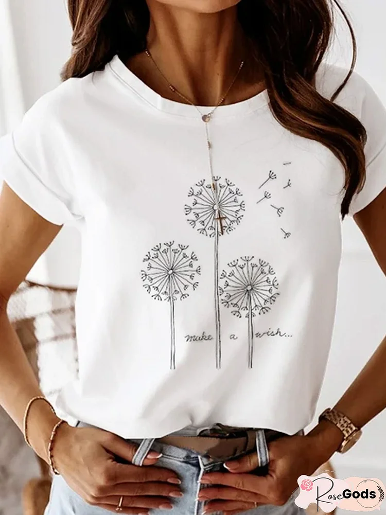 Floral Casual Loosen Short Sleeve Tops