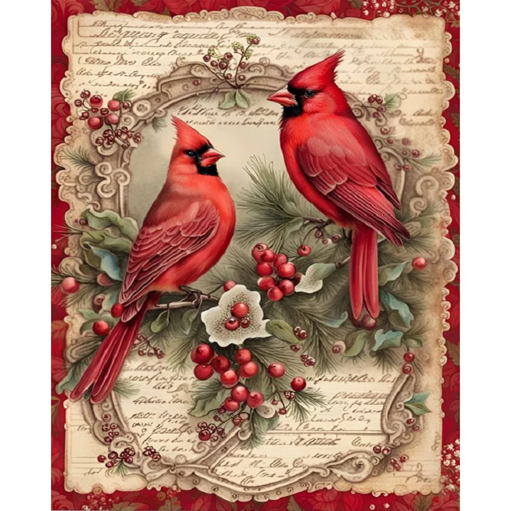 Diamond Painting - Full Square Drill - Xmas Cardinal(Canvas|40*50cm)