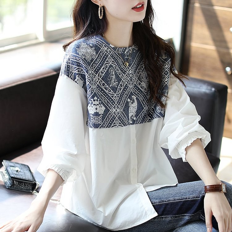 White Casual Paneled Shirts & Tops